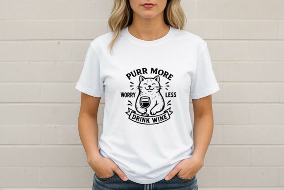 Purr More Drink Wine Cat SVG